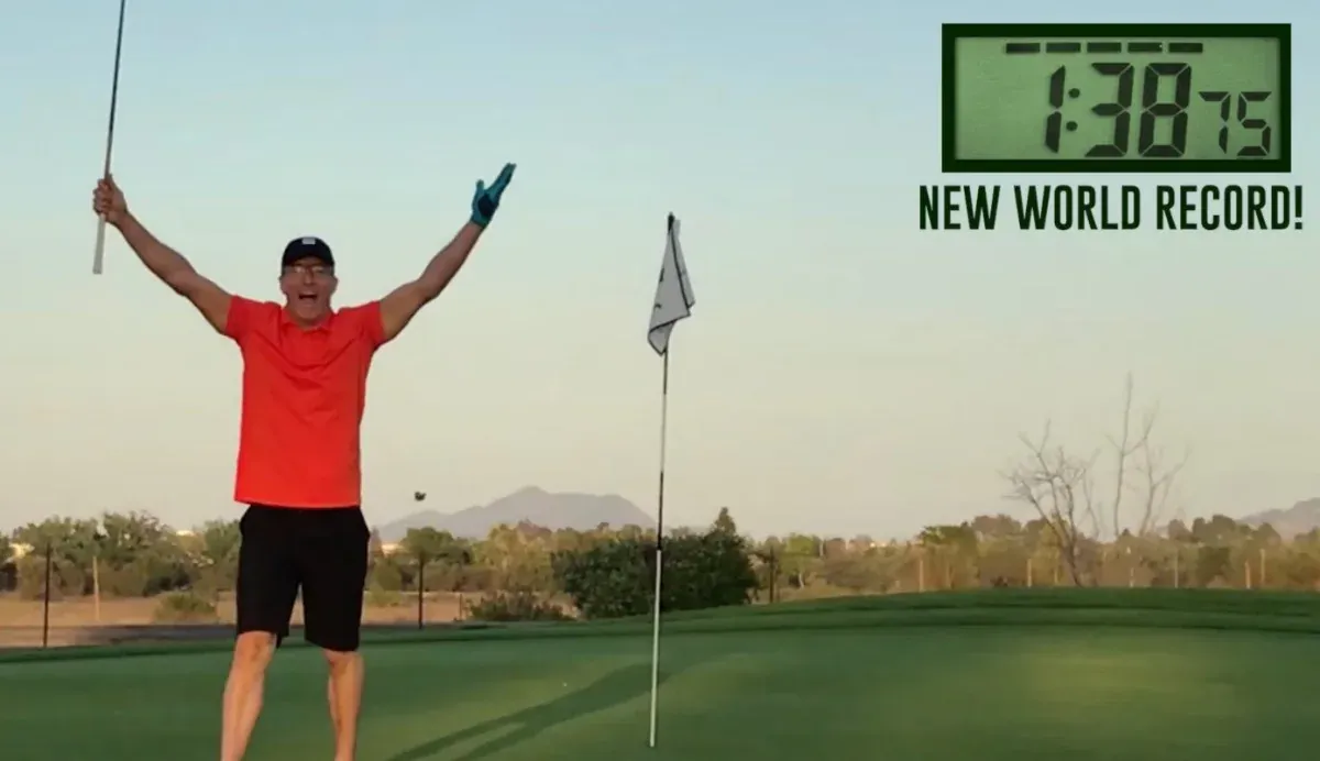 Brad Kearns fastest single hole Guinness record story graphic.
