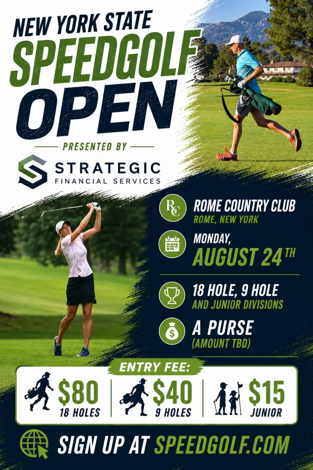 New York State Speedgolf Open poster for Rome Country Club on August 24