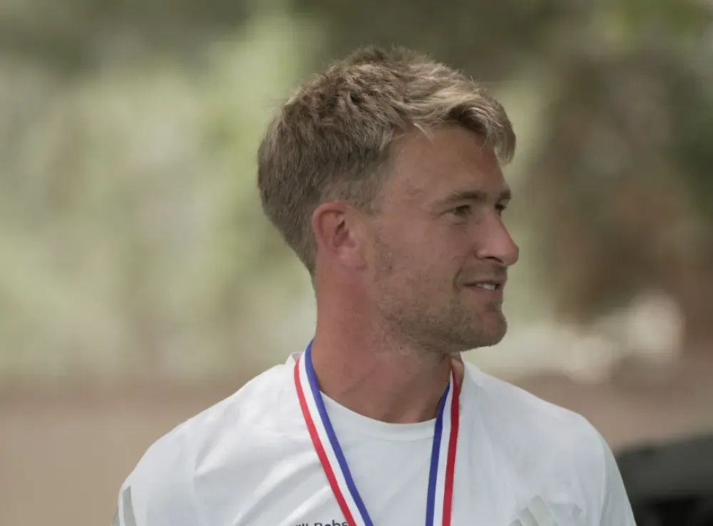 Will Robson wears his U.S. Speedgolf Open silver medal.