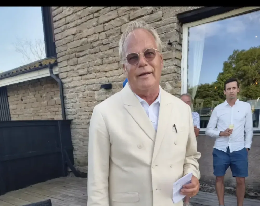 LinksGolf Öland host Thomas Örvén speaks at the Scandinavian Open farewell dinner.
