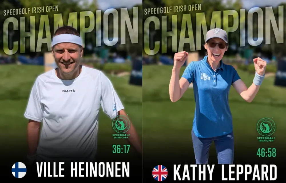 Irish Open champion graphics for Ville Heinonen and Kathy Leppard