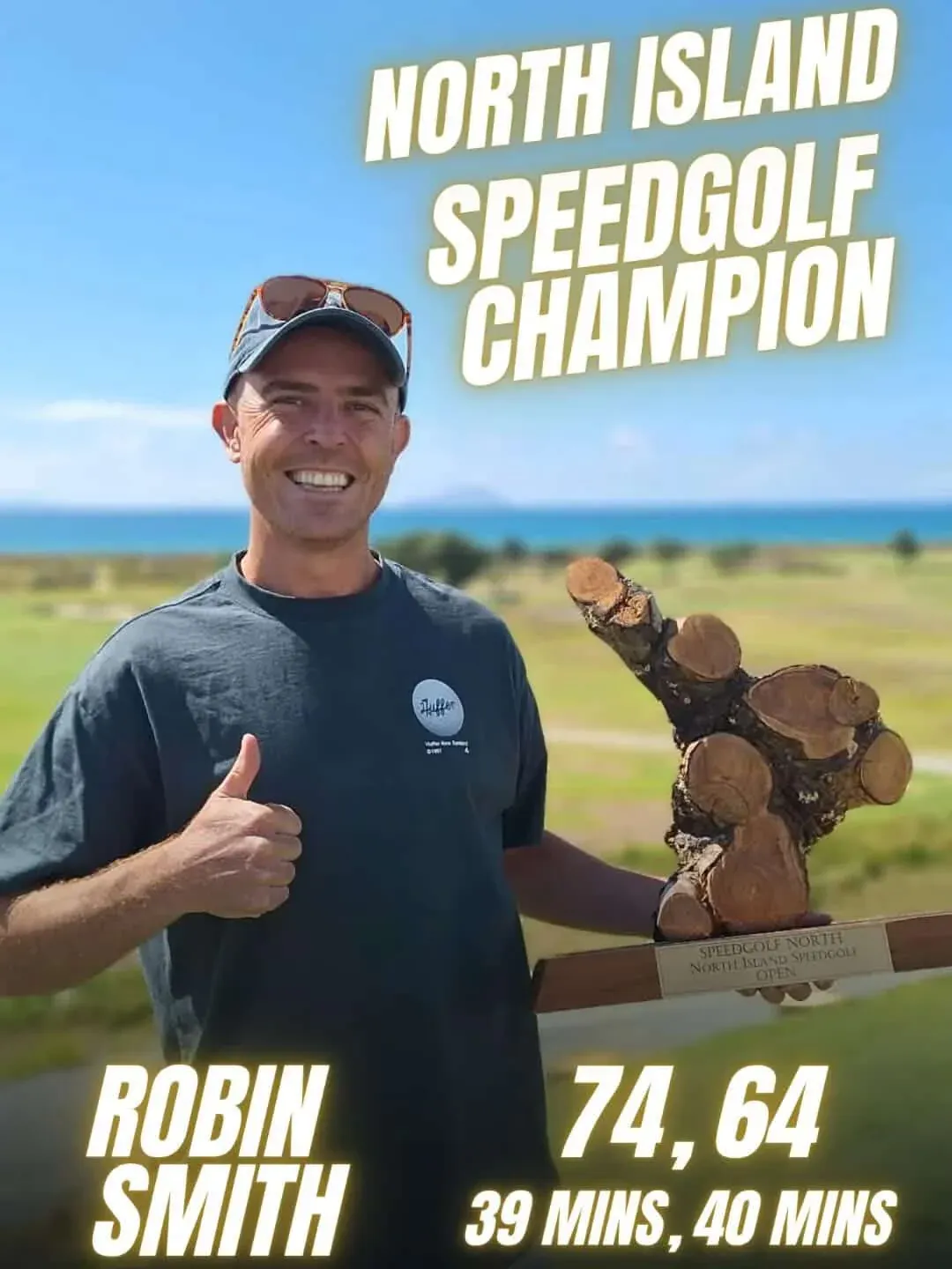 Robin Smith after setting the speedgolf world record at the North Island Speedgolf Open.